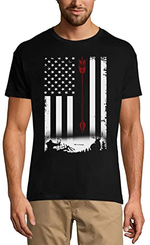 Herren Grafik T-Shirt Us Flag Deer Hunter - jäger – Us Flag Deer Hunter - Hunter – Öko-Verantwortlich Vintage Jahrgang Kurzarm Lustige Druck Geburtstag Geschenk Mann Dunkelschwarz 4XL