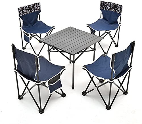 Campingtische StüHle Klapptisch Aus Aluminium Mit 4 Stühlen Aus Oxford-Stoff, Tragbarer Gartentisch Für Den Außenbereich Mit Aufbewahrungstasche (Size : Small)