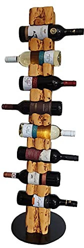 Wood & Wishes – Rustikaler Weinständer, Weinregal, Weinhalter aus massivem Holz; gefertigt in Handarbeit für 8 Flaschen Wein; Höhe 113 cm Ø 30 cm; Treibholzoptik; Landhausstil; dekoratives Unikat