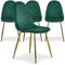 Menzzo Lot de 4 chaises matelassées Norway Velours Vert