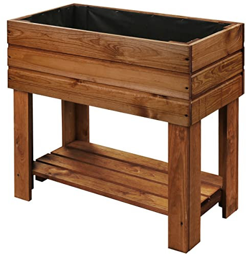 PlantBox Hochbeet aus Holz mit Ablageboden, Frühbeet Bausatz für Gemüse, Kräuter im Garten und Balkon, 80 x 40 x 78 cm, braun