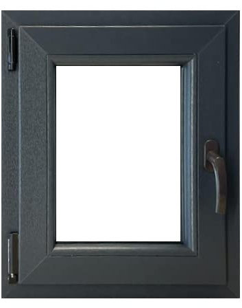 ECOPROF Kellerfenster | Langlebiges Kunststoff-Fenster | Maße 60x50 cm (600x500 mm) | Dreh-Kipp Fenster DIN Links | Farbe: Anthrazit (beidenseitig) | 70mm Profil
