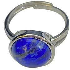 WLLDDDIU Natürlicher Blauer Lapislazuli-Ring Kristallweinlese-Bronze-Farbenring Verstellbarer Damen-Ring Mit Offenem Stein Reiki-Balance Knöchel-Finger-Ringe Ewigkeitsring Für Frauen, Mädchen, M