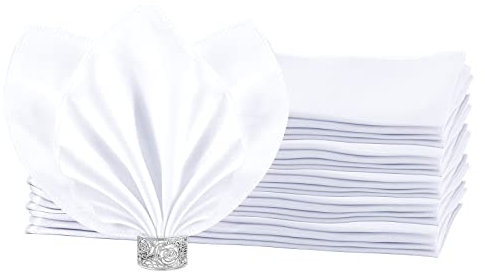 HEMEIREN 12er-Set Stoffservietten Faltbar Waschbar, Serviettentuch 51x51 cm Hochwertige Satinstoffoptik, Weiß (Weiß)