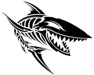 15,8 cm x 13 cm Shark Bones Teeth Autoaufkleber Schwarz Silber