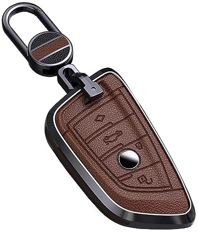 ontto Autoschlüssel Hülle Cover Passt für BMW X1 F48 X2 X3 X5 X7 F15 X6 F16 X5M G30 G11 2er 5er 7er 218i 530Li 750i Schlüsselanhänger Leder Schlüsselhülle Schlüsselbox Schlüsseletui 4 Taste-A Braun