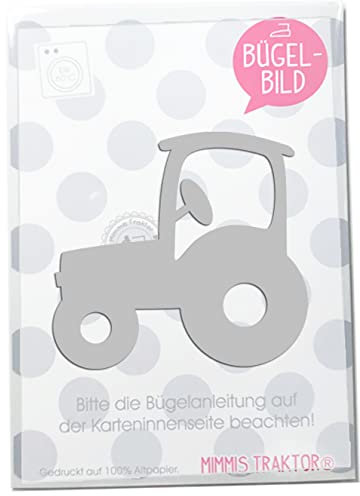 Bügelbild Reflektor Traktor 9 cm SILBER reflektierend Aufbügler Applikationen Bügelsticker für Stoffe Textilien Kinder zum Aufbügeln Flicken