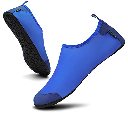 SAGUARO Badeschuhe Damen Wasserschuhe Herren Leichte Schwimmschuhe rutschfest Strandschuhe Aquaschuhe Yoga Schuhe für Frauen, Blau 36/37EU