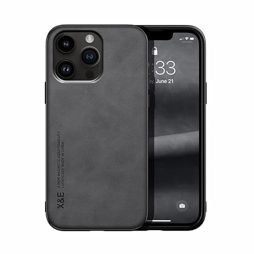 RKA Tech Case for iPhone 14 Pro 6.1-Inch, Premium Leather Magnetic Shockproof TPU Frame, Back Phone Cover, Anti-Fingerprint (Black)