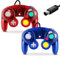 FIOTOK Gamecube Controller, controller cablato classico per Wii Nintendo Gamecube (rosso trasparente e blu trasparente, 2 pezzi)