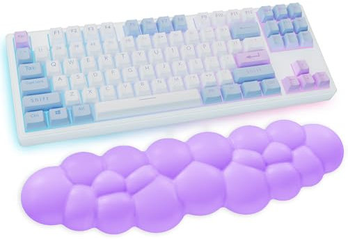 Cloud Wrist Rest Keyboard, Purple Cloud Palm Rest with PU Leather Memory Foam Cute Keyboard Rest for Wrist Support and Arm Rest, Desk Cloud Wrist Pad for PC Gaming/Hand Cushion/Computer/Office