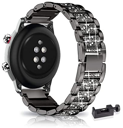 22MM Metall Armband für Amazfit GTR 4 / GTR 3 / GTS 3 Pro Armband, Frauen Strass Glitzer Verstellbare Edelstahl Ersatzbänder Armband Kompatibel mit Amazfit GTR 4 / GTR 3 / GTS 3 Pro (E)