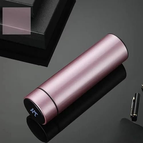 Isolierte Vakuum Thermoskanne Thermosflasche Trinkflasche mit LED-Temperaturanzeige 304 Edelstahl 500ml zum Heiß- oder Kalthalten Perfekt für Büro, Baby, Home, Reise, Sport (rosa)