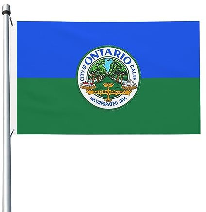 Flagge von Ontario Kalifornien, 90 x 150 cm, doppelseitige Flaggen, langlebig, für den Außenbereich, Hof, Dekorationen, Flaggen, Zuhause, Party, Willkommensflagge