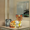 AIBOTY Tiffany Tiger Cat Akzentlampe, Kunstglasschirm-Tischlampe, 21X18cm, E12/14X1, Buntglas-Schlafzimmer-Nachttischlampe, Mini-Kleinkatzen-Nachtlampe Für Kinderliebhaber