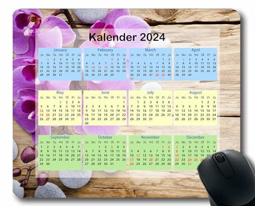 YENDOSTEEN Mauspad mit Kalender 2024,Kreise Linien Hintergrundlicht Mauspads für Computer,Laptop,PC,Büro & Zuhause Kalender 574