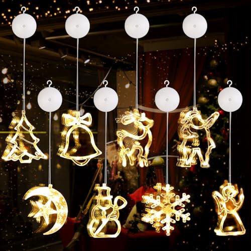 Weihnachtsbeleuchtung Fenster Innen, 8 Stück LED Weihnachtsbeleuchtung Fensterdeko, 3 Modi Fenster Lichterketten,Warmweiß LED Lichtervorhang Weihnachtsdeko Innen, Fensterbeleuchtung Weihnachten