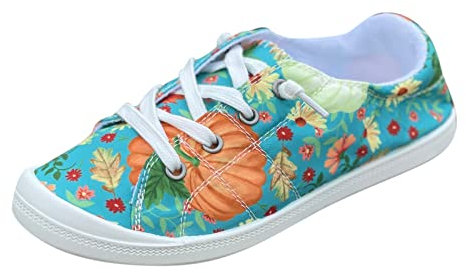 Zapatos de lona para mujer con estampado moderno – Zapatillas clásicas Slip On Asakuchi – Ligeras y cómodas, transpirables, para correr, fitness, caminar, para el tiempo libre, verde, 42 EU