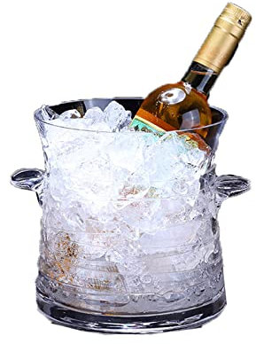 Seau à glace, cadeau de seau à glace Seau à glace fabriqué à la main de 2,7 l / 0,7 gallons Verre sans plomb Seau à glace transparent Tonneau à champagne, tonneau de vin rouge Seaux à vin de bar pour