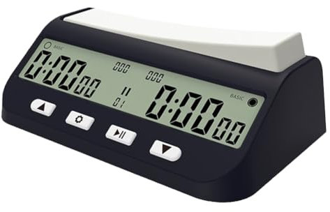 AZURAOKEY 1 temporizador digital de ajedrez con retardo básico y características de tiempo positivo, reloj de ajedrez portátil 3 en 1 con bonificación de tiempo y características de retardo, ideal