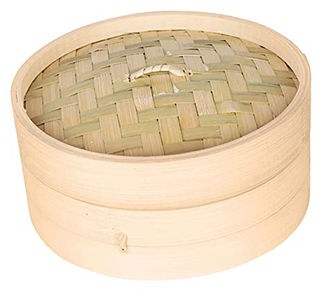YWJLQH Küche Bambus Dampfkorb Asiatische Lebensmittel Dampfgarer, 21 cm