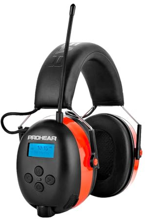 PROHEAR 033A (Upgraded) Gehörschutz mit Radio DAB +/Bluetooth/FM, Kopfhörer mit Radio mit Eingebautem Mikrofon und Lärmreduzierung, SNR 31dB mit für Mähen und Werkstatt, Holzfällerei - Orange