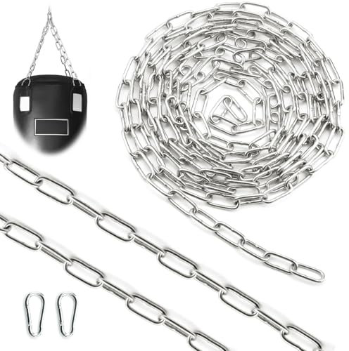 SWTYExt Edelstahlkette Meterware Stahlkette 3,5M 2,5mm Edelstahl Ketten Rundstahlkette Gliederkette Verlängerungskette Metall Kette mit Karabiner für Hundekette Schaukeln Ketten Ankerkette Hängesessel