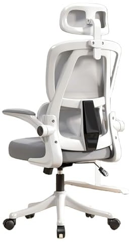Bürostuhl, Criss-Cross-Schreibtischstuhl mit Rollen, bequemer, ergonomischer, neigbarer Gaming-Stuhl aus Netzstoff, hochklappbare Armlehnen, verstellbare Kopfstütze, Lordosenstütze
