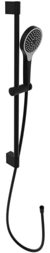 Villeroy & Boch Verve Showers Duschgarnitur – Duschset mit verstellbarer Handbrausehalterung – Handbrause mit 3 Strahlarten – Pflegeleichtes, leicht montierbares Duschsystem – Matt Schwarz