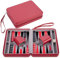 Engelhart - 250500 Reise-Backgammon-Set, Inlay aus Filz, 22,9 cm, Deluxe-Spielset mit rotem Reißverschluss (Grau, Schwarz, Rot)