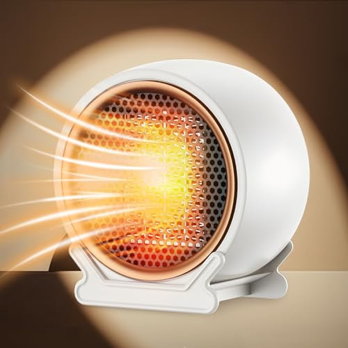 Stufetta Elettrica Basso Consumo, Riscaldatore Elettrico Portatile PTC da 1200 W, 2 Impostazioni di Calore, Riscaldamento Rapido 2S, Protezione dal Surriscaldamento per Casa, Ufficio
