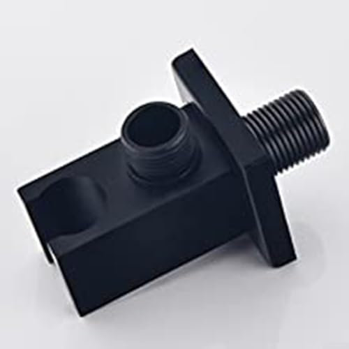 Oniissy Wall Supply Elbow With Hand Shower Holder,Black Square Shower Outlet Connector Shower Handset Holder Bracket BRASS, Shower Handset Holder