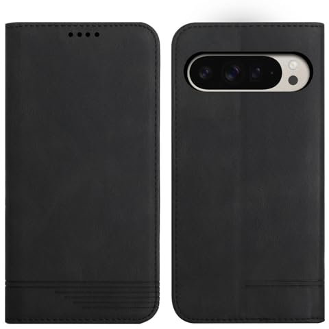 Rostsant Funda Google Pixel 9 Pro XL 5G - Carcasa de Cuero PU Magnético Con Cartera - Negro