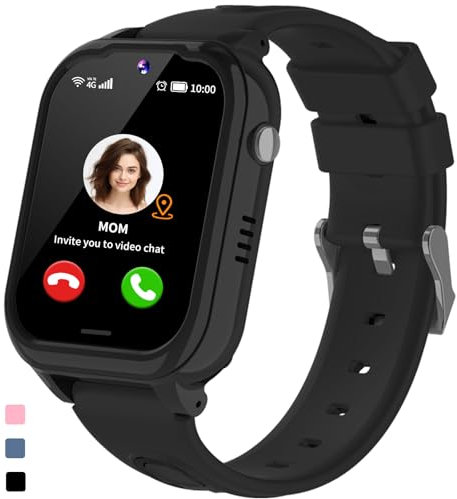 JUBUNRER 4G Smartwatch Bambini GPS Localizzatore Videochiamata SOS Contapassi Bambino Bambina Impermeabile Sveglia Fotocamera Giochi Calcolatrice Braccialetto Orologio Telefono Ragazzi Ragazze