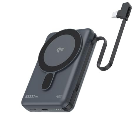 Power Bank for Magsafe Qi2, 10000mAh Powerbank Caricabatterie Portatile Wireless con Cavo e Supporto Integrati, PD 20W USB C Uscita, Battery Pack Ricarica Rapida, per iPhone 16 15 14 13 12 Serie