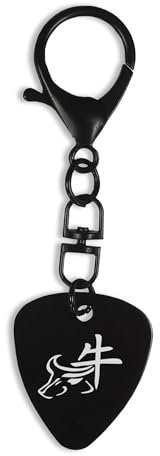 Lauthings Porte-clés signe du zodiaque chinois en forme de bœuf, Noir , taille unique