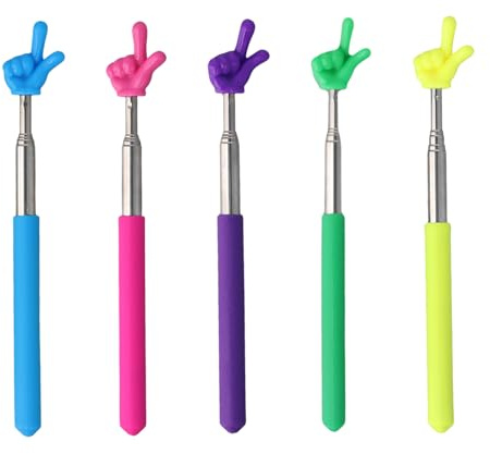 5 Stück Zeigestab Ausziehbar Finger 68CM, Multifunktions Zeigestab aus Edelstahl für Lehrer, Kinder Ausziehbarer für Klassenzimmer Interaktion, Vorlesungen, Lesen und Präsentationen (A)