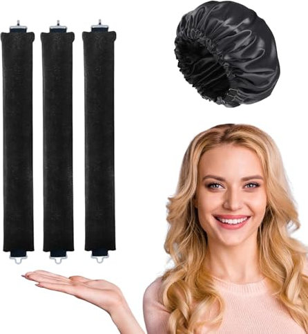 3 Stück Heatless Blowout, Hitzefreie Lockenwickler, Blowout Hair Overnight, Heatless Curls Band, Blowout Locken Ohne Hitze, Lockenwickler Heatless Curls für Alle Haartypen (Schwarz) 