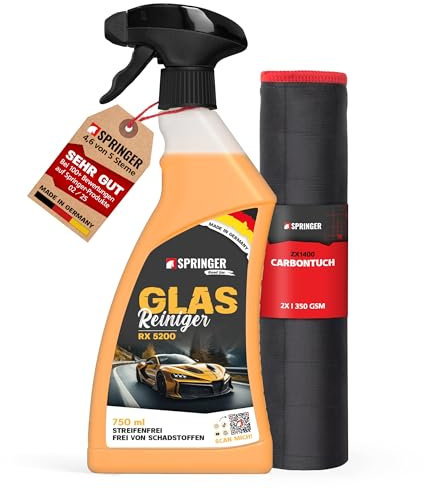 SPRINGER RX5200 - - Auto Glasreiniger 750 ml + Tuch - - Made in Germany - - Profi KFZ Scheibenreiniger hochdosiert - - 100% streifenfreier Fensterreiniger - - Wirksamer Reiniger für Auto-Scheiben
