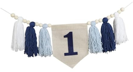 Baoblaze 1 Jahr Geburtstag Banner 1 Geburtstag Banner für Hochstuhl Baby Boys Mädchen Foto Prop 1. Geburtstag Dekoration Hochstuhl Banner, Blau