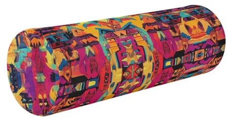 tplaotee Indische abstrakte Form, Muster, digitale Kunst, buntes Nackenrolle, langes rundes Kissen für Bett, Zylinderkissen, Couchkissen zur Kniestütze