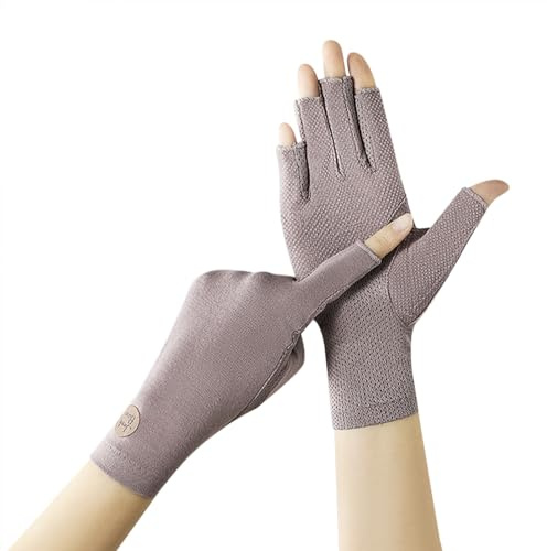FakeFace Damen Fingerlose Handschuhe UV Handschuhe Nägel, UV Schutzhandschuhe für Maniküre, Rutschfeste Halbfinger Fahrradhandschuhe für Sport, Autofahren, Nagellampe, Gartenarbeit