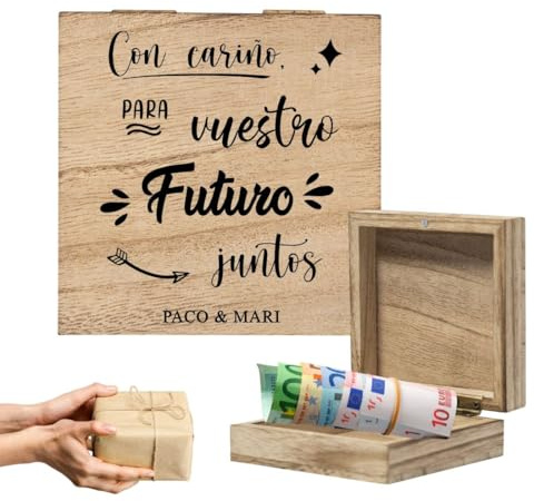 Caja Personalizada para Regalar Dinero en una Boda, Entregar Dinero a los Novios de una Boda de Forma Original, Cajita Personalizada