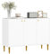 HOMCOM Buffet, Meuble de Rangement, avec 2 Placard, étagères Ajustables, 3 Portes à Lignes sculptées, Pieds dorés en Acier, Blanc