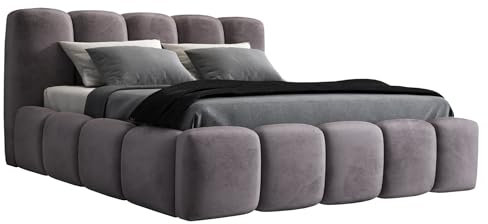 A&J MöbelLand Polsterbett 120x200 mit Bettkasten und Lattenrost – Sonic, Bett mit Matratze und Stauraum in Grau