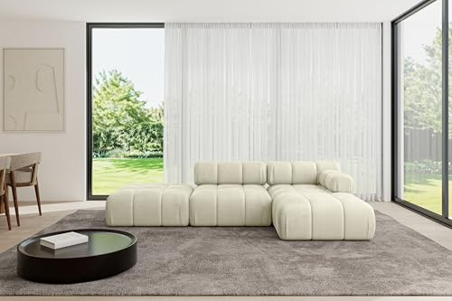 ALTDECOR Modulares Sofa Ecksofa in L-Form Corner modular Sofa Eckcouch Couch Wohnlandschaft Cauchsofa Polstersofa Lizur-L1-285x160x70 cm Beige