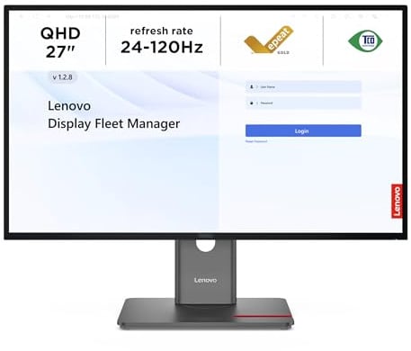 Lenovo ThinkVision Professional P-Series, monitor Premium ad alta risoluzione (27 QHD), pannello IPS a colori fedeli e base ergonomica avanzata – Nero