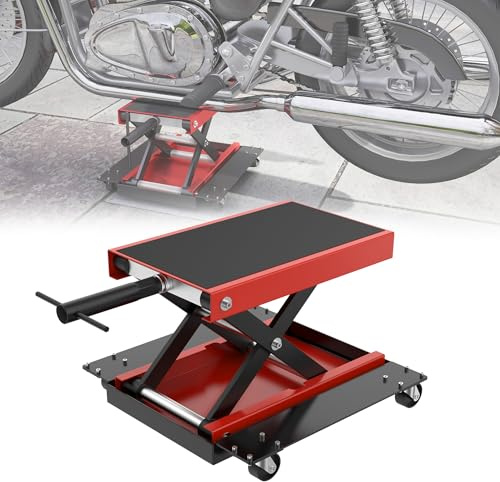 YRHome Motorradheber Motorradhebebühne 500 kg Montagebock Motorrad Hebebühne mit Rädern Motorrad Hebebühne Rangierhilfe Lift Hubtisch mit Rollenuntersatz Höhenverstellbar 12,5-35 cm