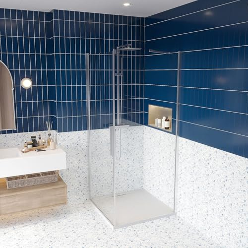 Exagonshop Box doccia 70x70 battente vetro temperato 6 mm 195 H cromo Linje