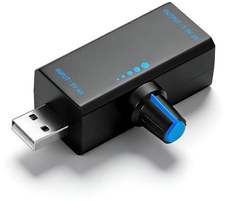 CERRXIAN USB Fan Speed Controller, 18W Stepless Regulator with 5V 4A USB-A & Type-C Input,Easy-Knob Operation for USB Cooling Devices